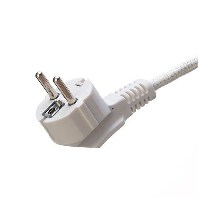 SNI-gecertificeerde 16A Plug Braided Power Cord Extension Cords voor Laptops Kabelspecificatie H03RT-F 3x0.75-1.5MM2 Wit