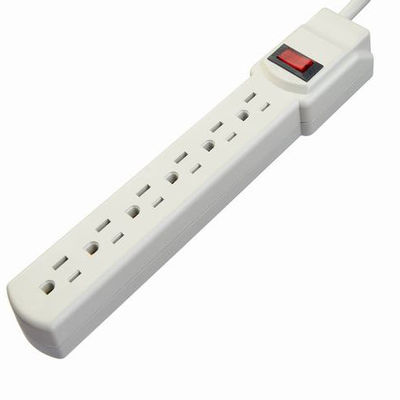 Beige 6 Outlet Noord-Amerikaanse standaard elektrische verlengstukken stroomstrip stopcontact 14AWG kabel 3FT voor huishoudelijke apparaten