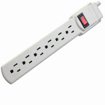 Beige 6 Outlet Noord-Amerikaanse standaard elektrische verlengstukken stroomstrip stopcontact 14AWG kabel 3FT voor huishoudelijke apparaten