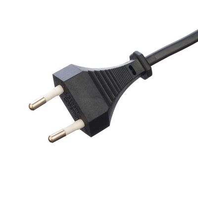 Niet-aardende Europese VDE 2 Prong Ronde Pin 2.5A Waterdicht Plug Power Cord Extension Cords voor zwarte elektrische ketels