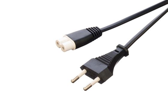 Niet-aardende Europese VDE 2 Prong Ronde Pin 2.5A Waterdicht Plug Power Cord Extension Cords voor zwarte elektrische ketels