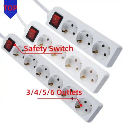 CE-gecertificeerde EU-uitbreidingsdoos Strip met 3x1,5 mm kabel en schakelaar WIFI GEEN standaard EU 1 meter kabel met schakelaar