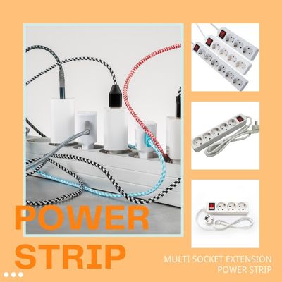 CE-gecertificeerde EU-uitbreidingsdoos Strip met 3x1,5 mm kabel en schakelaar WIFI GEEN standaard EU 1 meter kabel met schakelaar