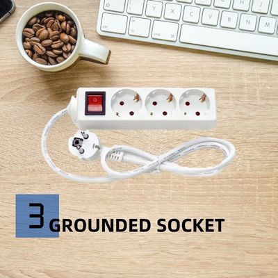 EU-standaard 3-wegverlengingsstrip met schakelaar 3x1.5 mm2 kabel 1 meter maatpoortgronden standaardgronden