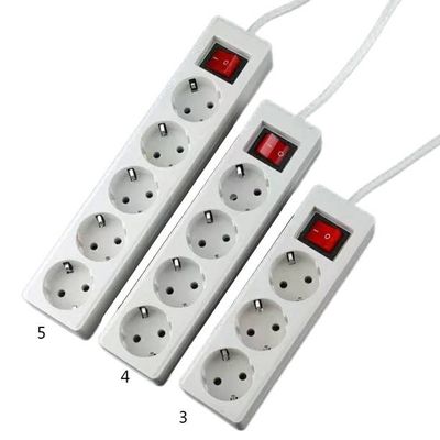 EU-standaard 3-wegverlengingsstrip met schakelaar 3x1.5 mm2 kabel 1 meter maatpoortgronden standaardgronden