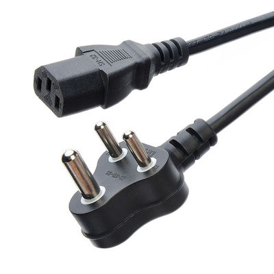 Zwarte kabel Zuid-Afrika SABS Standaard Huishoudelijke apparaten Stroomkabels Verlengkabels voor residentiële / algemeen gebruik
