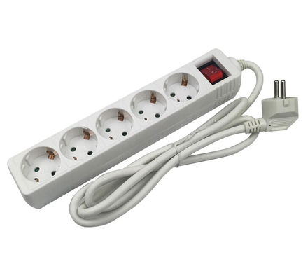 5 Gang Extension Socket 3x1.5mm2x5m VDE Flexible Cable Power Strip met kinderbescherming en 10/16A nominale stroom