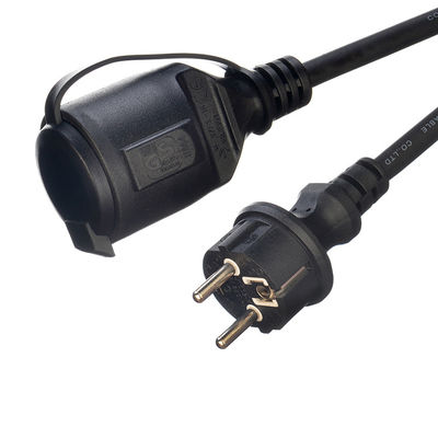 Buitenverlengingssnoer Euro 16A/250V Rechte 3-pinnige stekker zware aansluiting met 2 polen waterdicht stopcontact H07RN-F 3X1.5MM2