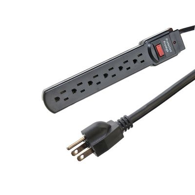 Mannelijke kant Type NEMA 5-15P ETL15A/125V 6 Outlet Electric Extension Socket Power Strip Overspanningsbeschermer voor huishoudelijke apparaten