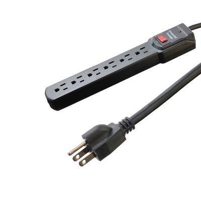 Mannelijke kant Type NEMA 5-15P ETL15A/125V 6 Outlet Electric Extension Socket Power Strip Overspanningsbeschermer voor huishoudelijke apparaten
