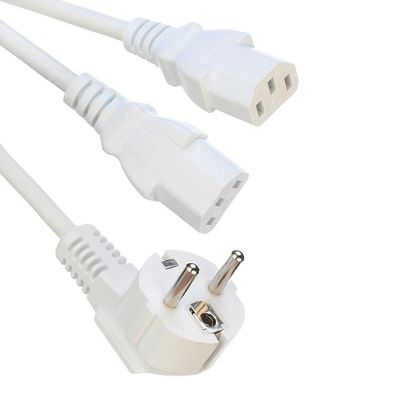 Zuurstofvrij, kaal, streng koper 2XC13 Vrouwelijk, wit, Y-type Splitter Power Cord 250V/16A Power Extension Cord VDE Goedgekeurd