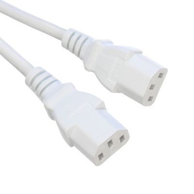 Zuurstofvrij, kaal, streng koper 2XC13 Vrouwelijk, wit, Y-type Splitter Power Cord 250V/16A Power Extension Cord VDE Goedgekeurd