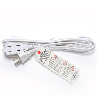 Witte ETL-standaard 2 pin-plug met 18 AWG-kabel Nema 1-15p tot 1-15r man tot vrouw verlengsnoer met 13A nominale stroom