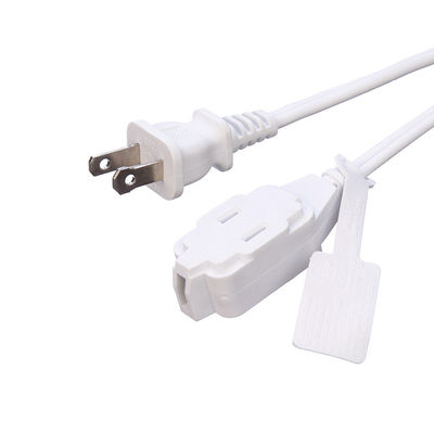 Witte ETL-standaard 2 pin-plug met 18 AWG-kabel Nema 1-15p tot 1-15r man tot vrouw verlengsnoer met 13A nominale stroom