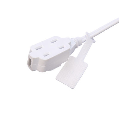 Witte ETL-standaard 2 pin-plug met 18 AWG-kabel Nema 1-15p tot 1-15r man tot vrouw verlengsnoer met 13A nominale stroom