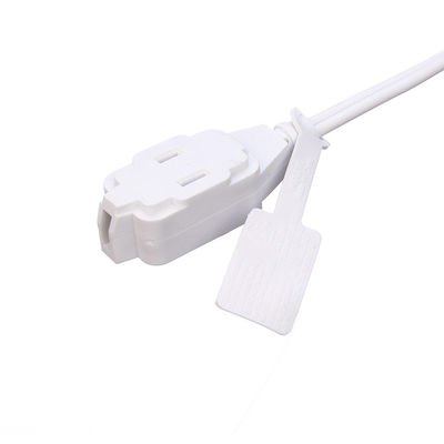 Witte ETL-standaard 2 pin-plug met 18 AWG-kabel Nema 1-15p tot 1-15r man tot vrouw verlengsnoer met 13A nominale stroom