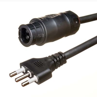 Zwarte 16awg BC01 en 220v 10m zonne-uitbreidingskabel IMQ Standard 3 Prong US Power Cord Oxygen Free Bared Stranded Copper