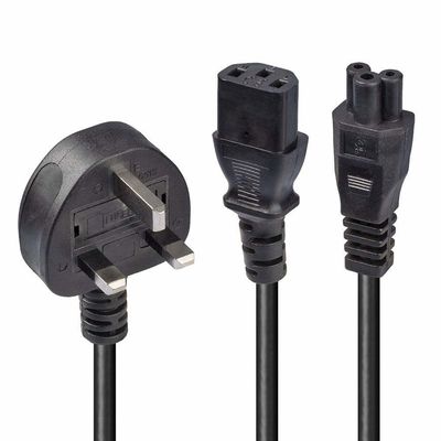 Zwarte/op maat gemaakte wisselstroom aansluiting IEC60320 C13 C5 met 3-pin-stroomkabel UK BS Standard 10A-16A Stroomtoevoerkabel
