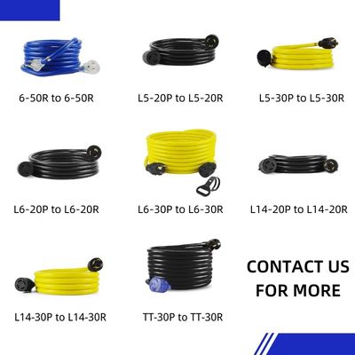 Outdoor Yard Party 125V 15a NEMA 6-50P/R ZWARE DIERE 1/3/5/6/20ft 50m Verlichte eindblauw Multi RV-kabelverlengiekabel