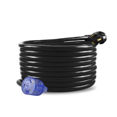 30Amp Heavy Duty RV Extension Cord 10 AWG ETL 50ft TT-30P tot TT-30R met LED-indicator en eenvoudig ontkoppelbaar ontwerp