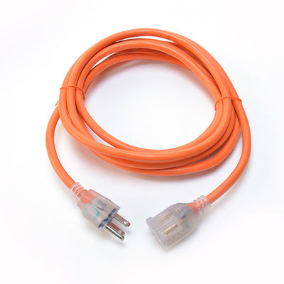 Buitenverlengkabel met verlicht einde ETL-standaard 3 pin zwaargewicht 125V 7A stroomkabel 6ft PVC jas materiaal