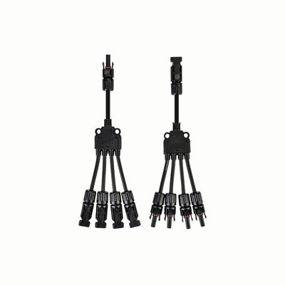 Geïsoleerde TUV Goedgekeurde 1x4mm2 Binned Cooper XLPO XLPE PV-Zonne-kabel Y Splitter 1 tot 3 met PV004 Connector UV-bescherming