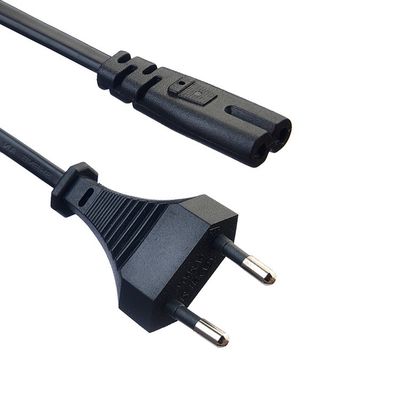 Zuurstofvrije koperen geleider met een ontblote band Europese standaard 2pins Eu-plug stroomkabel Zwarte stekker voor huishoudelijke apparaten
