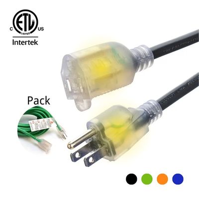 250V Nominale 12/3 50 ft waterdichte zware verlengsnoer met verlichte indicator Eind bloot gestreepte kopergeleider
