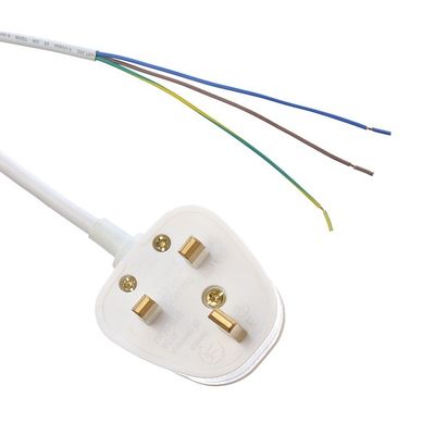 PVC jas materiaal open einde herdraaibaar 3 prongs wisselstroomkabel voor laptops uitbreidingslood UK aanpasbaar 1.5M lengte
