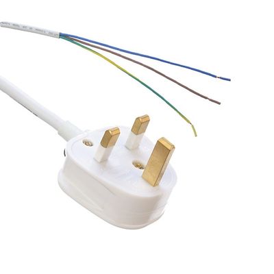 PVC jas materiaal open einde herdraaibaar 3 prongs wisselstroomkabel voor laptops uitbreidingslood UK aanpasbaar 1.5M lengte