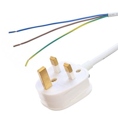 PVC jas materiaal open einde herdraaibaar 3 prongs wisselstroomkabel voor laptops uitbreidingslood UK aanpasbaar 1.5M lengte