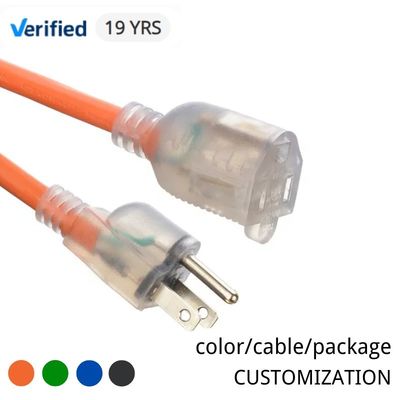 12/3 SJTW Heavy Duty 3 Prong Oranje Mannelijk Vrouwelijk NEMA Eindtype ETL 12 Gauge NEMA5-15 Verlengsnoer voor buiten commercieel