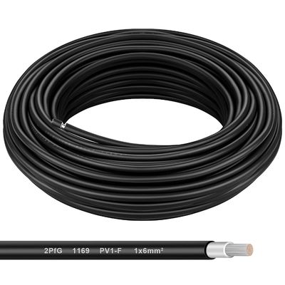 Thermische uithoudingsvermogen Eigenschappen Gemaakte koperen geleider Materiaal 4 mm Ampere Zonne-Pv-kabel voor zonnepaneel Haak draad met Tuv