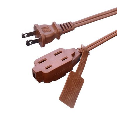 ETL 3 Outlet Bruin Meerdere Outlets SPT-2 14 Gauge 6FT 12FT 2 Prong Extension Cord Power Strip met Safety Cap Cover