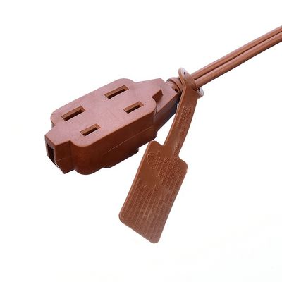 ETL 3 Outlet Bruin Meerdere Outlets SPT-2 14 Gauge 6FT 12FT 2 Prong Extension Cord Power Strip met Safety Cap Cover