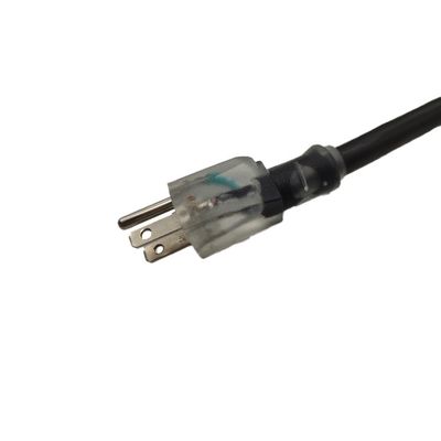 Plug 3pin en NEMA Vrouwelijk eindtype voor buiten 3 prong 13 Amp 12/3 SJTW Multiple Black Extension Cord met licht