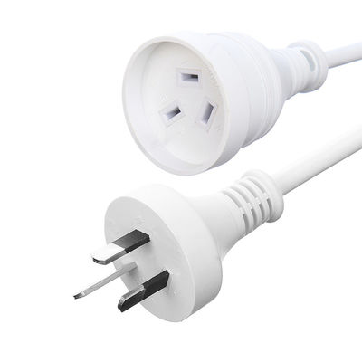 SAA 3 pin onherleidbaar aansluitbaar buitenshuis vakantieverlengkabel met H05VV-F 3x0.75MM2 kabel en IEC 60227 mannelijk eindtype