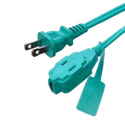 AC Power Cord 2 Prong 6 voet met 3 gepolariseerde stopcontacten en veiligheidsslide cover 13A/1625W 16 AWG Indoor Extension Cord ETL
