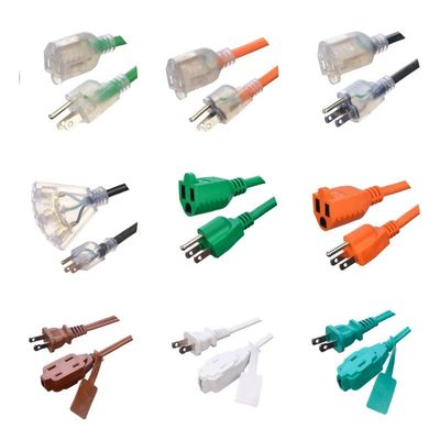 AC Power Cord 2 Prong 6 voet met 3 gepolariseerde stopcontacten en veiligheidsslide cover 13A/1625W 16 AWG Indoor Extension Cord ETL